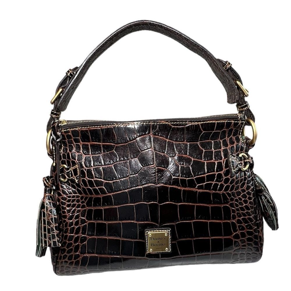 Dooney & Bourke Leather Croc Print Shoulder Bag